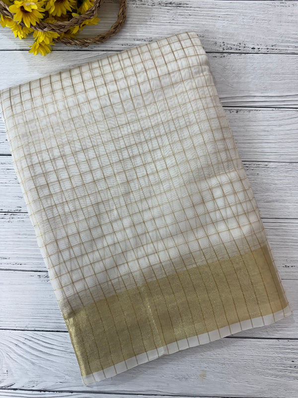 Semi organza saree with checks MOS8544