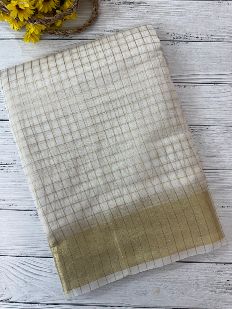 Semi organza saree with checks MOS8544