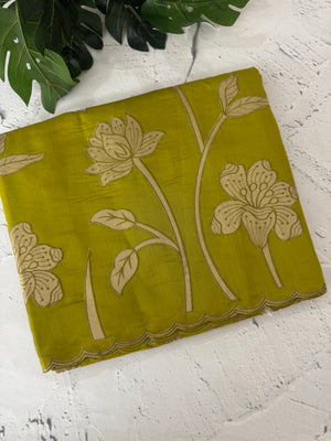 Malai chanderi saree with applique work MSM6201