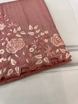 Embroidered Crepe semi tussar silk saree- MSS723 DuskyPeach