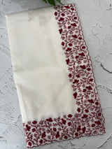 Premium Kota Moonga checks saree with embriodery borders MSH122 - White to DeepRed