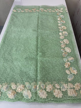Soft Organza saree with thread work and tissue applique borders