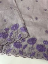 Viscose Organza saree with applique work-MSH103 Mauve
