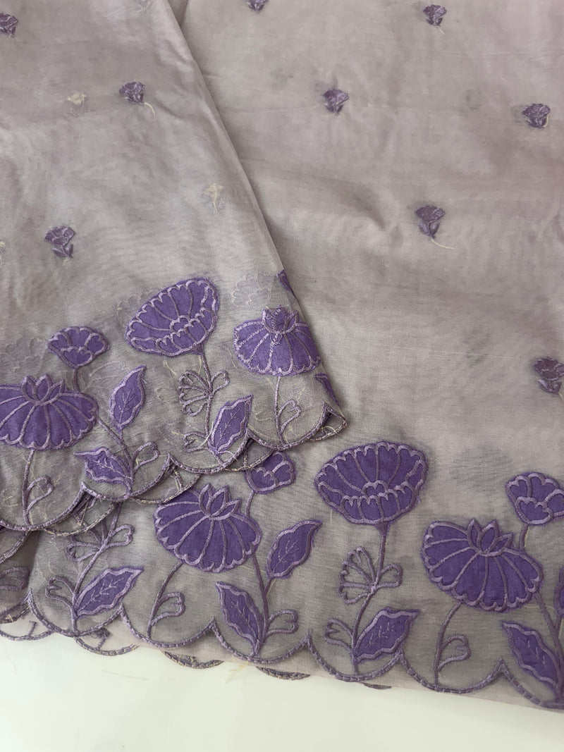 Viscose Organza saree with applique work-MSH103 Mauve