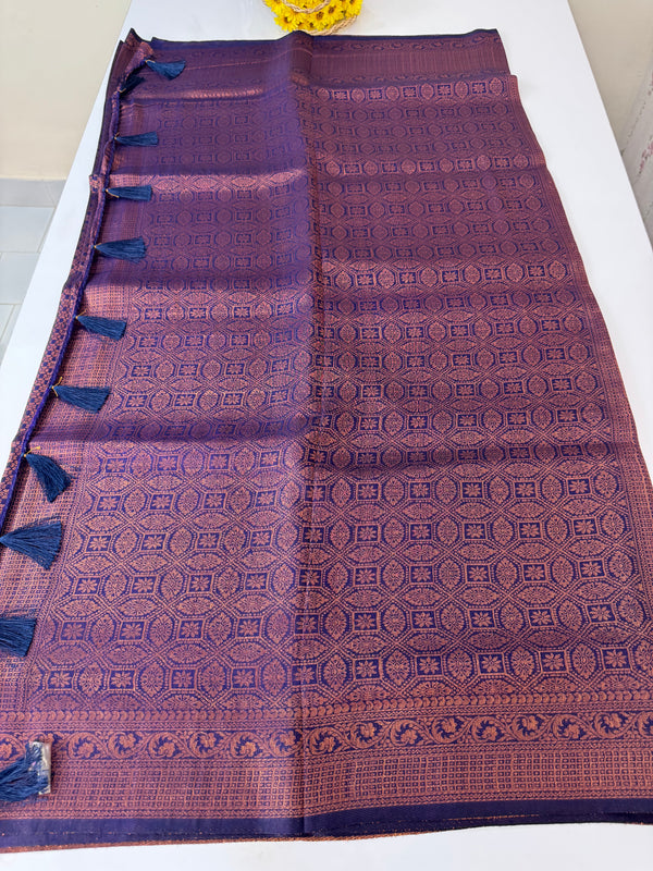 Brocade soft silk saree in copper zari weaving  MS6771