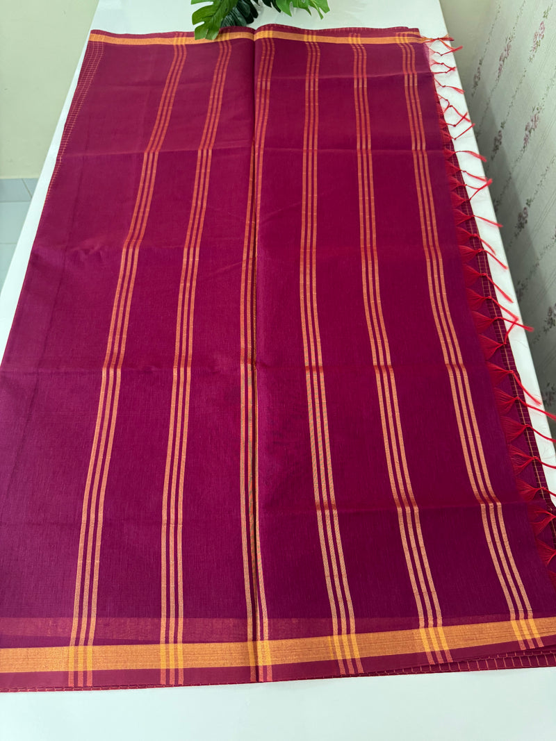 Mangalagiri Silk Cotton Saree with zari checks MS90321 Vadamalli