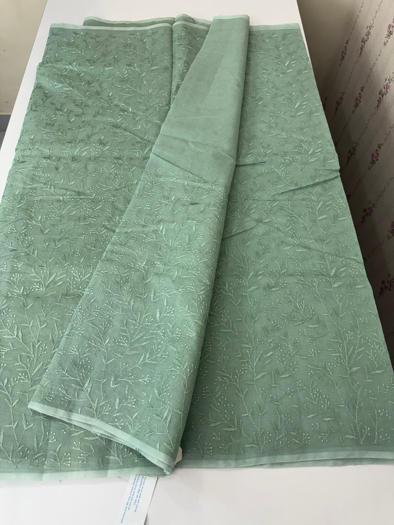 Supernet embriodery saree MS7854- JadeGreen