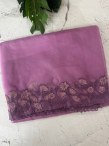 Soft Organza saree with embroidery borders - MCW786 Lavender