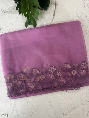 Soft Organza saree with embroidery borders - MCW786 Lavender