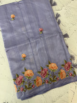 Art tussar saree with embroidery MST677 DustyLavender