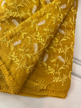 Soft kota checks saree with embroidery SVPISS Mustard