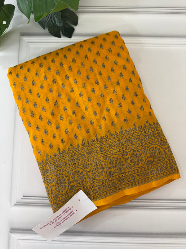 Semi Banarasi viscose Georgette saree MKGS221 YELLOW