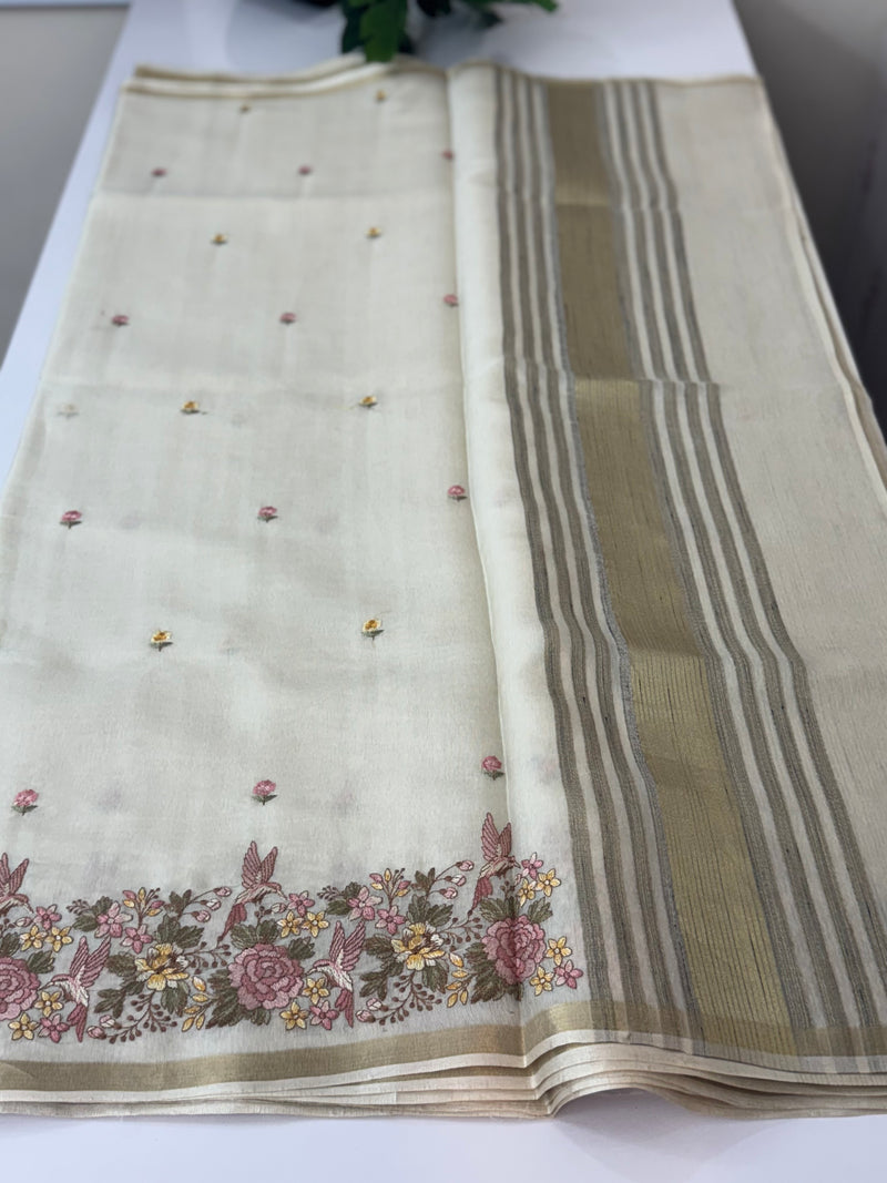 Chanderi viscose silk saree with embroidery MS98544