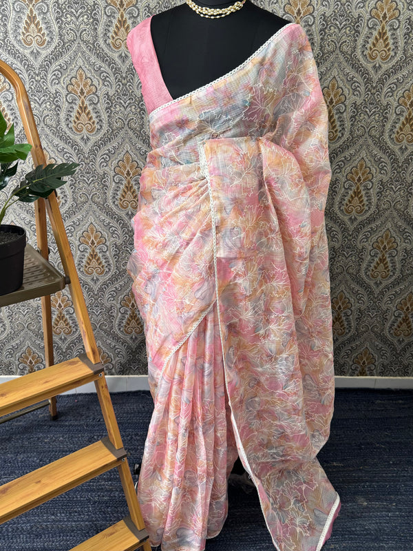 Soft kota checks saree with embroidery SVPSSR