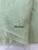 Mul chanderi saree with applique borders MSH112- PastelGreen