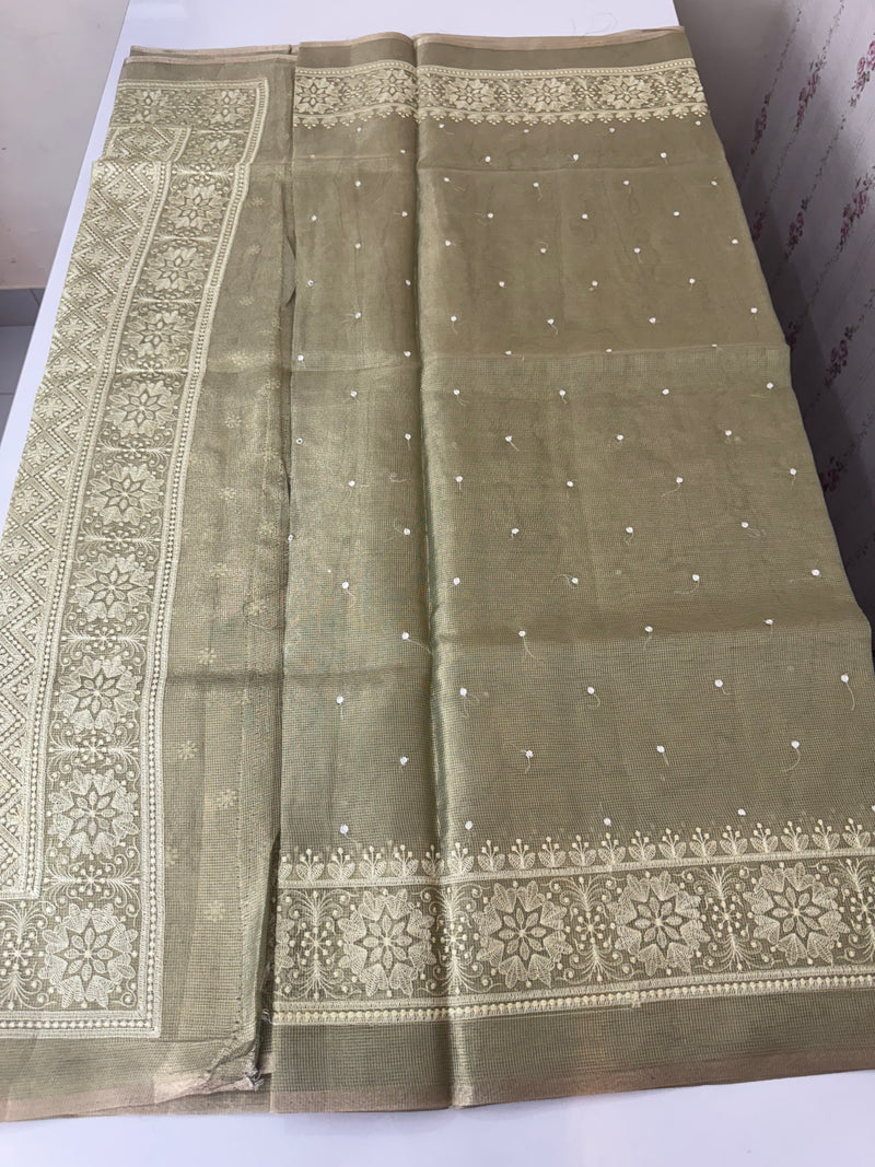 Tissue silk saree with Chikankari embroidery MTTS97(1)