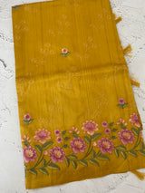 Art tussar saree with embroidery MST677