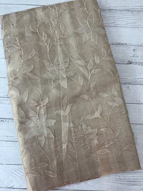 Tissue Silk applique work saree MSH133 Design 2- CloudGrey