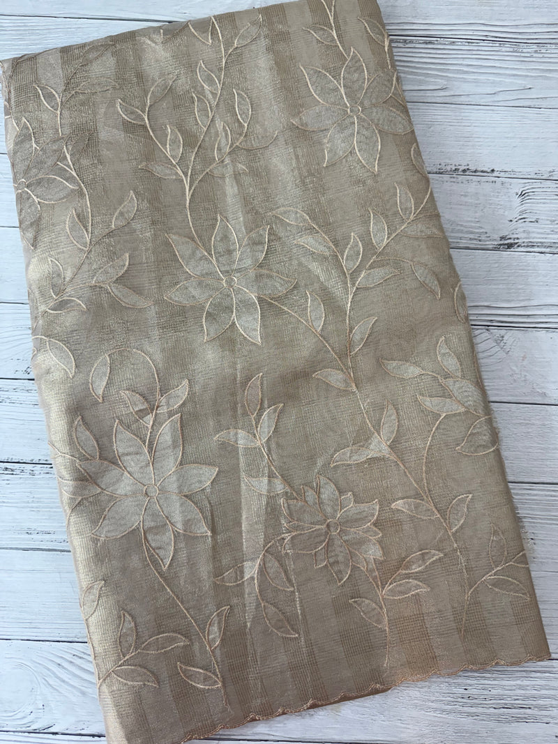 Tissue Silk applique work saree MSH133 Design 2- CloudGrey