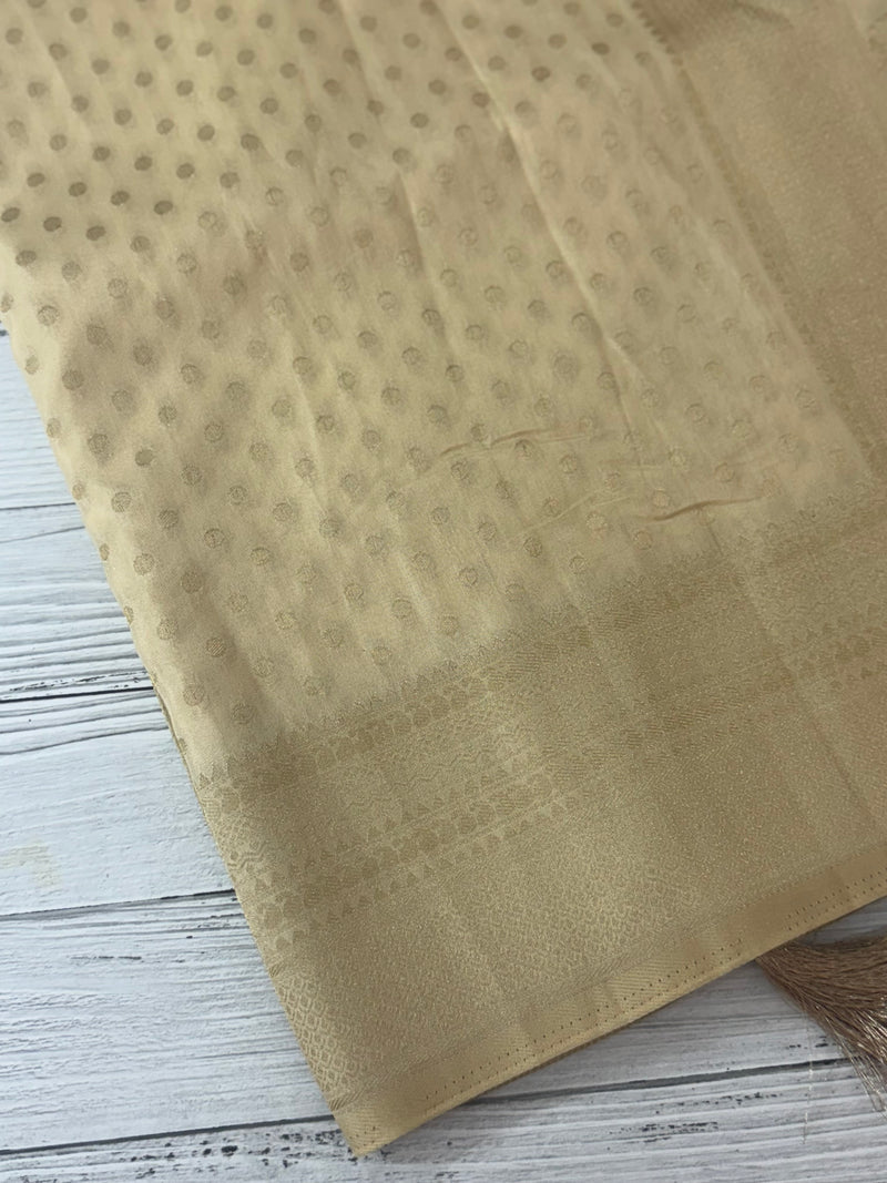 Banarasi Soft chiffon mix saree with buttas MS8145- Cream