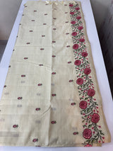 Blended semi tussar silk saree  with embroidery MSJ677(8)- Cream