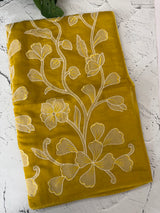 Blended Malai chanderi saree with applique work saree  MSM5676- DarkYellow(2)