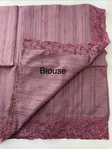 Blended tussar saree with cutwork - MSHK678 DarkMauve