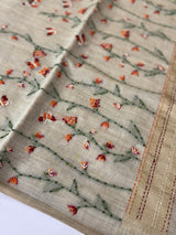 Kanta Handstitched Blended tussar silk saree MS15844