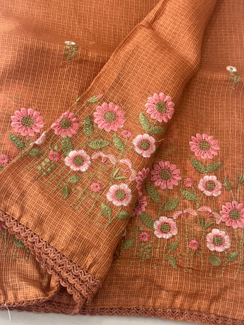 Soft kota checks saree with embroidery MSKC352