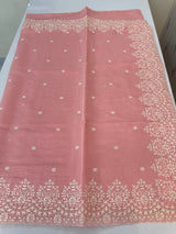 Soft Chanderi saree with  embroidery borders- MCK77 PeachPink