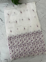 Glass tissue organza saree with embroidery MSF132 White to Lavender