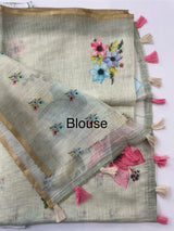 Digital printed semi Linen Saree MLS615