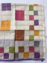 Semi chanderi saree with multi color checks- MSF334