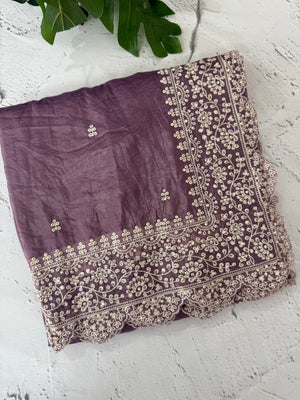 Soft crush Organza saree with embroidery and pearl work MS14790