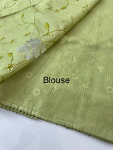Soft kota silk saree with embriodery and organza applique work  MS14509- Green