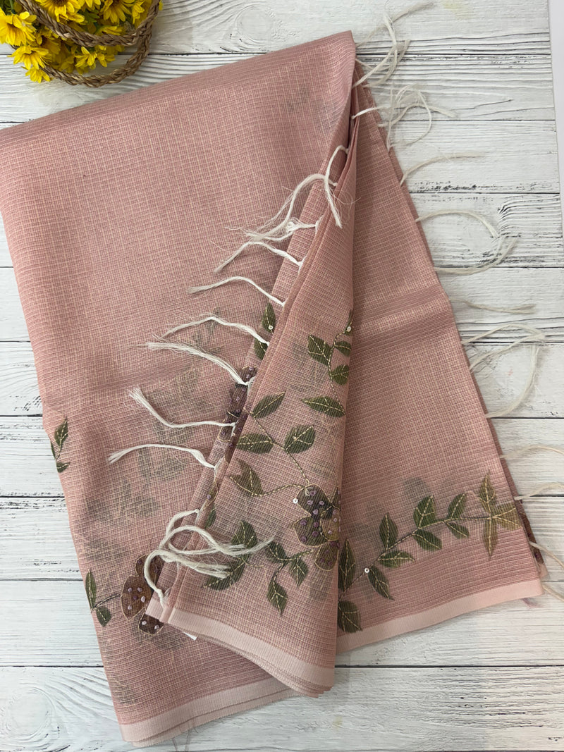 Handworked Tissue silk saree with French Knots MS7776 DuskyPink