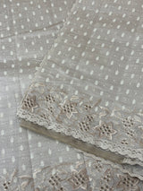 Cutwork blended tussar saree   - Cream MS5222