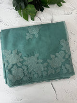 Soft organza saree with applique work - MCW225 DuskyGreenishBlue