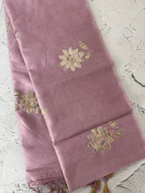 Tussar finish soft silk saree with thread embroidery MTS568 OnionPink