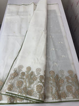 NetKota Applique work saree  MSH123- White & Green