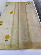 Tissue linen saree with embroidery MSL845