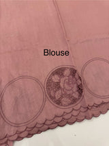 Tussar chanderi cutwork saree MSTC121 OnionPink