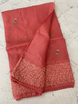 Kota checks embriodery saree MS7689 Peach