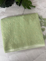 Moonga checks saree with embroidery MSH219 PistaGreen