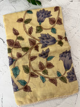 Tissue linen saree with applique work MLS5478