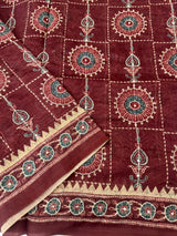 Semi Chanderi saree with hand kanta embroidery MS9899