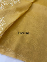 Tissue mix soft Organza saree with applique work MSCK38 Yellow