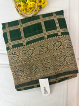 Semi banarasi Khaddi Georgette saree - MS1498 BottleGreen