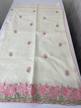 Mul chanderi embriodery saree with scalloped borders MSH176