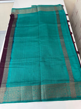 Blended tussar silk sarees with contrast pallu & blouse MTL430